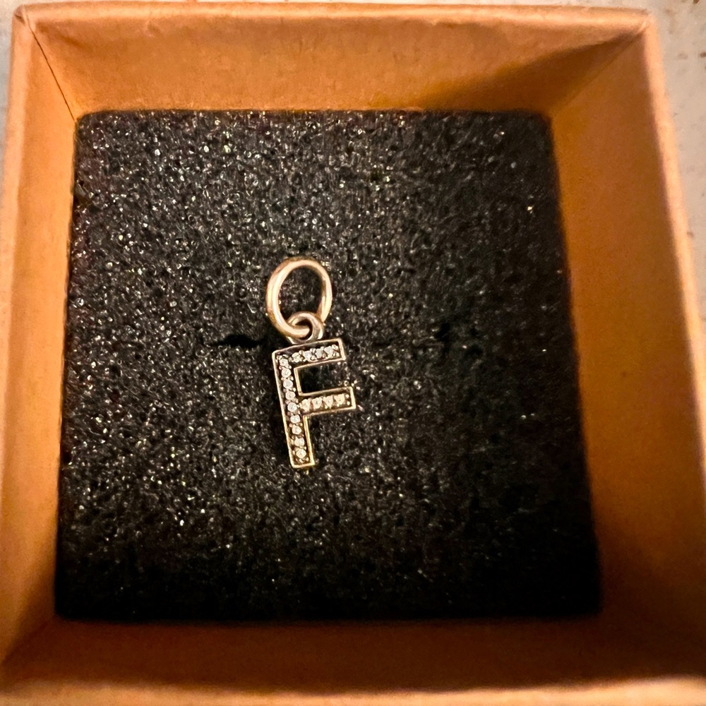“F” charm with rhinestones